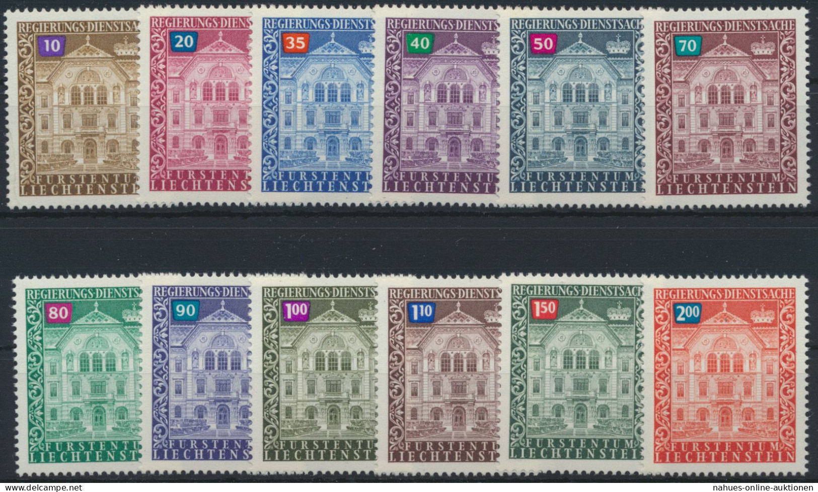 Liechtenstein Dienst 57-68 Regierungsgebäude Ausgabe 1976 Tadellos Postfrisch - Storia Postale