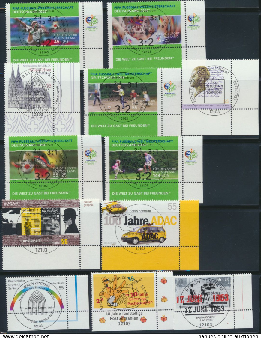 Bund Bogenrand Eckrand Jahrgang 2003 Zentraler Ersttags - Vollstempel - Storia Postale