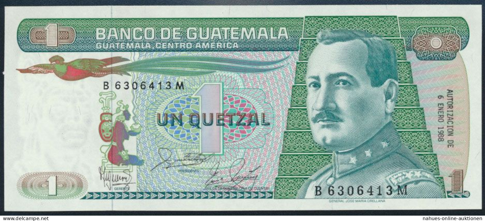 Geldschein Banknote Guatemala 1 Quetzal 1988 P-66 Bankfrisch UNC - Andere & Zonder Classificatie