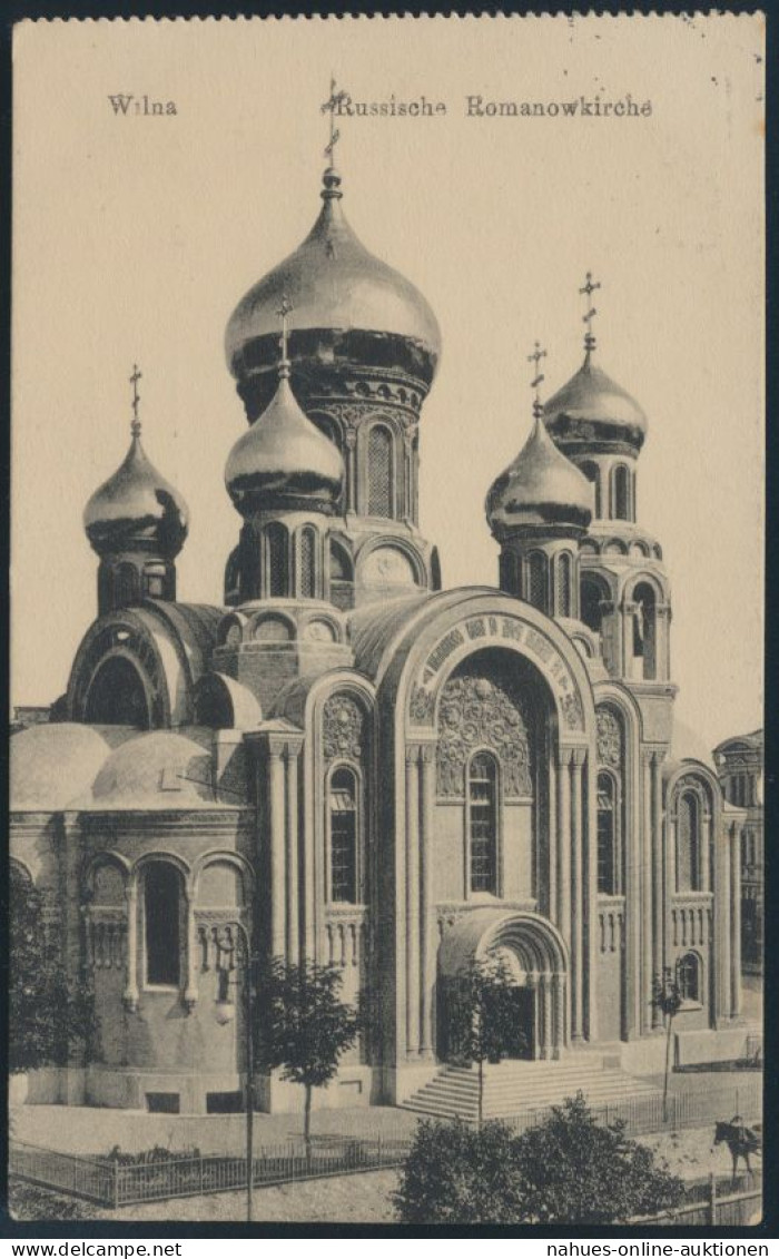 Ansichtskarte Wilna Vilnius Litauen Russische Romanowkirche Feldpost 30.4.1918 - Lituania