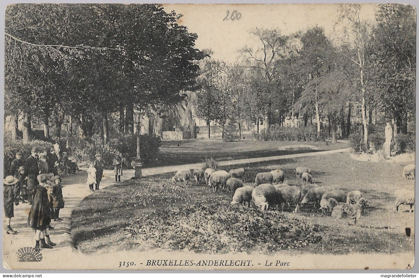 CPA CARTE POSTALE BELGIQUE BRUXELLES-ANDERLECHT LES MOUTONS DANS LE PARC 1915 - Anderlecht