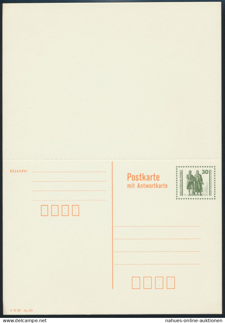 DDR Ganzsache P 108 Goethe Schiller Frage/Antwort Ungefaltet Tadellos Kat 5,00 - Postkaarten - Gebruikt