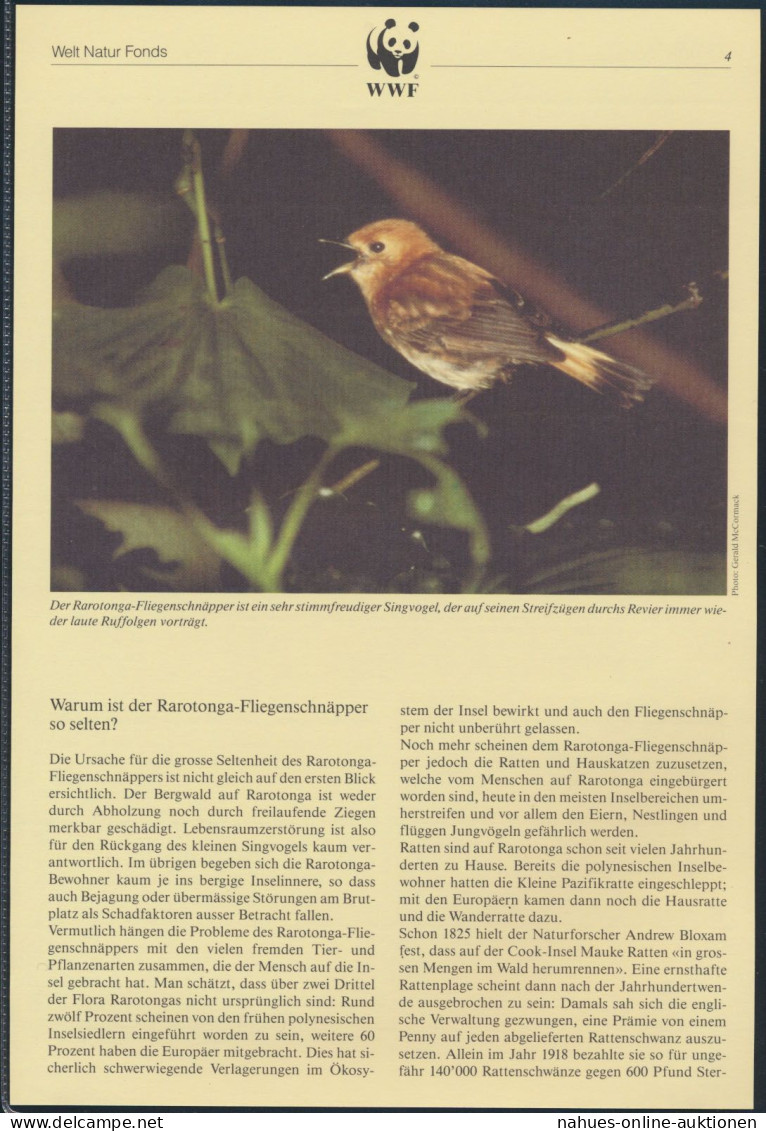 WWF Cook Island 1278-1281 Vögel Rarotonga-Fliegenschnäpper Kpl. Kapitel Besteh - Cook Islands