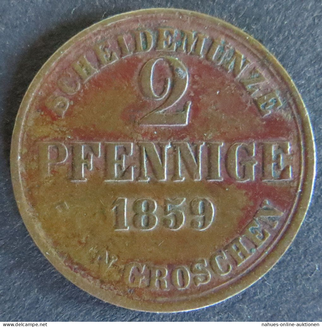 Münze Braunschweig 90 - 2 Pfennig Scheidemünze 1859 Sachsenroß Kupfer Ss - Sonstige & Ohne Zuordnung