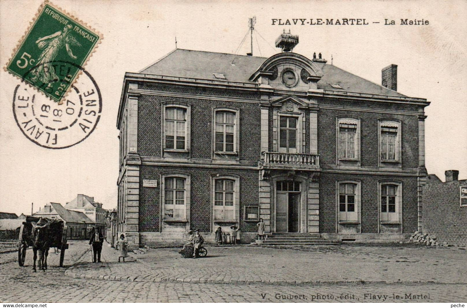 N°2380 W -cpa Flavy Le Martel -la Mairie- - Autres & Non Classés