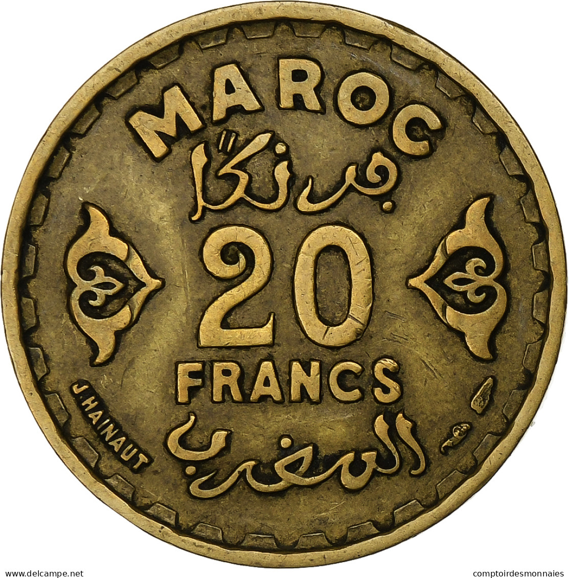 Maroc, Mohammed V, 20 Francs, 1371, Paris, Bronze-Aluminium, TTB+, KM:50 - Marokko