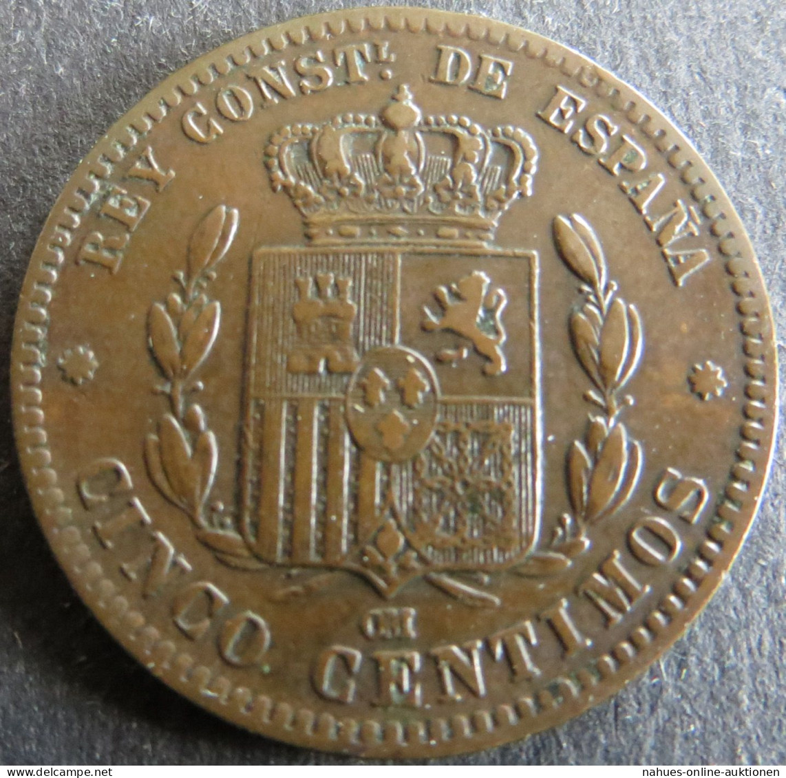 Münze Spanien 5 Centimos 1877 Schön: 161 Vzgl. - Andere & Zonder Classificatie
