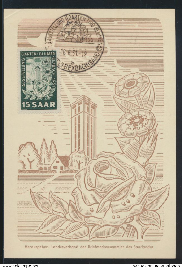 Saarland Brief 307 Gute Anlaßkarte Ausstellung Garten Blumen Maximumkarte FDC - Used Stamps