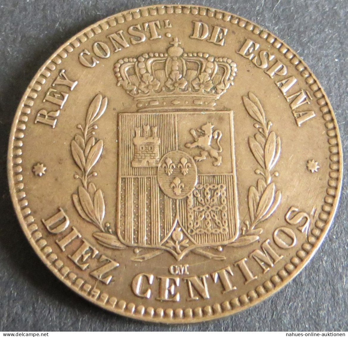 Münze Spanien Alfonso XII 10 Centimos 1879 Unz. Schön: 162 - Altri & Non Classificati