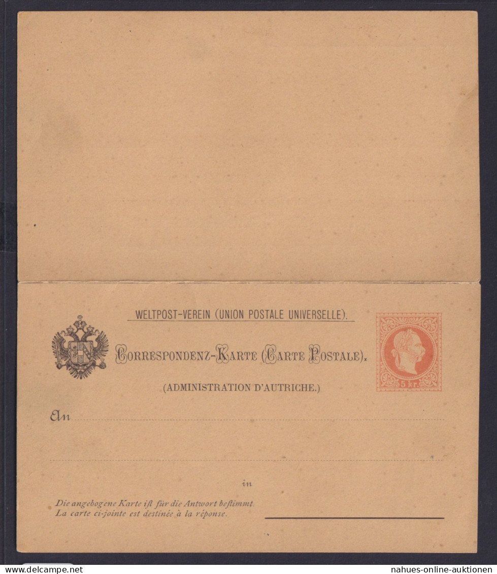 Österreich Ganzsache Frage & Antwort 5 Kr. Kaiser Franz Joseph - Other & Unclassified