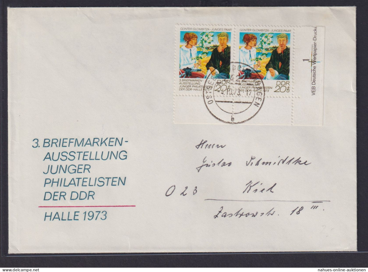 DDR Brief Bogenecke Eckrand Druckvermerk 1884 Briefmarkenausstellung Philatelie - Covers & Documents