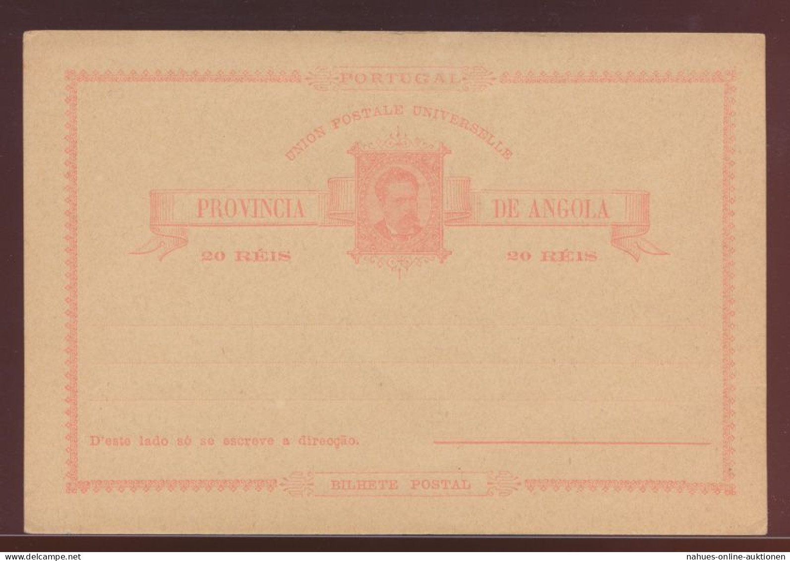 Angola Ganzsache 10 Reis Postal Stationery King Ludwig I - Angola