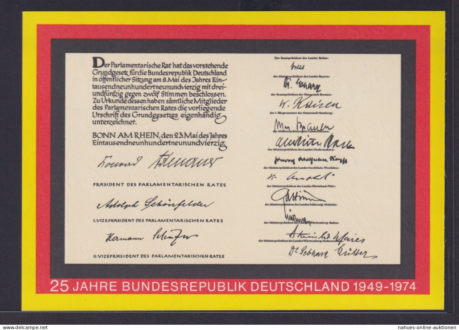 Bund Ganzsache Grundgesetz Mit ZuF 80 Pfg. Scheel Hamburg - Postkaarten - Gebruikt
