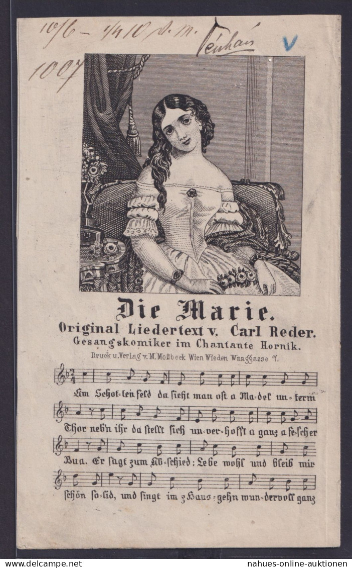 Antiquitäten Kunst Kunstdrucke Lithographie Musik Lied Von Carl Reder Klappblatt - Historische Documenten