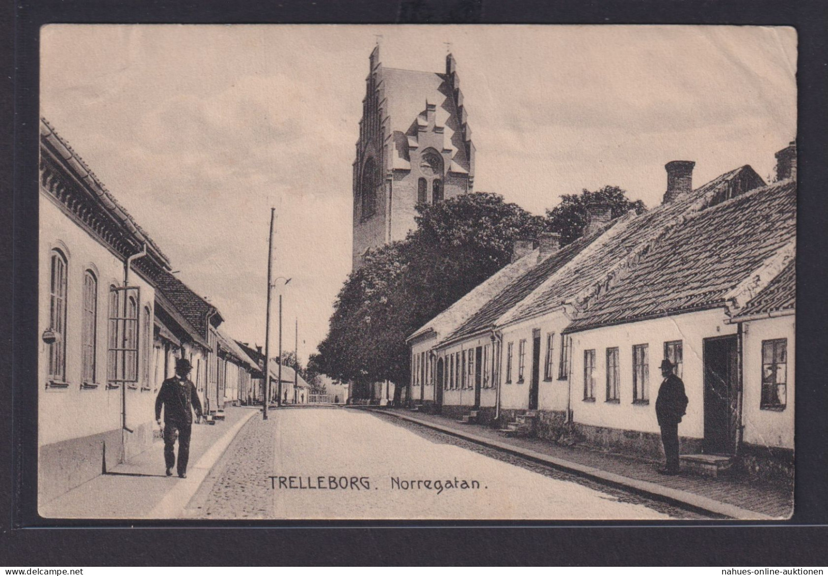 Ansichtskarte Trelleborg Schweden Norregatan Strassenansicht Kirche Religion - Sweden
