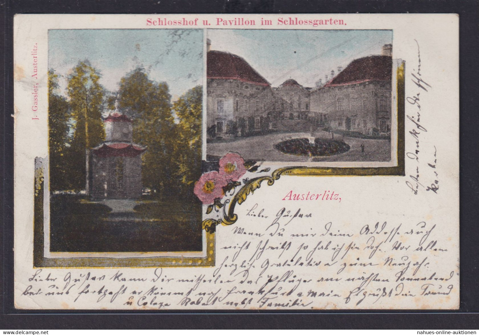 Ansichtskarte Künstlerkarte Austerlitz Slavkov U Brna Schlosshof Pavillon - Böhmen Und Mähren