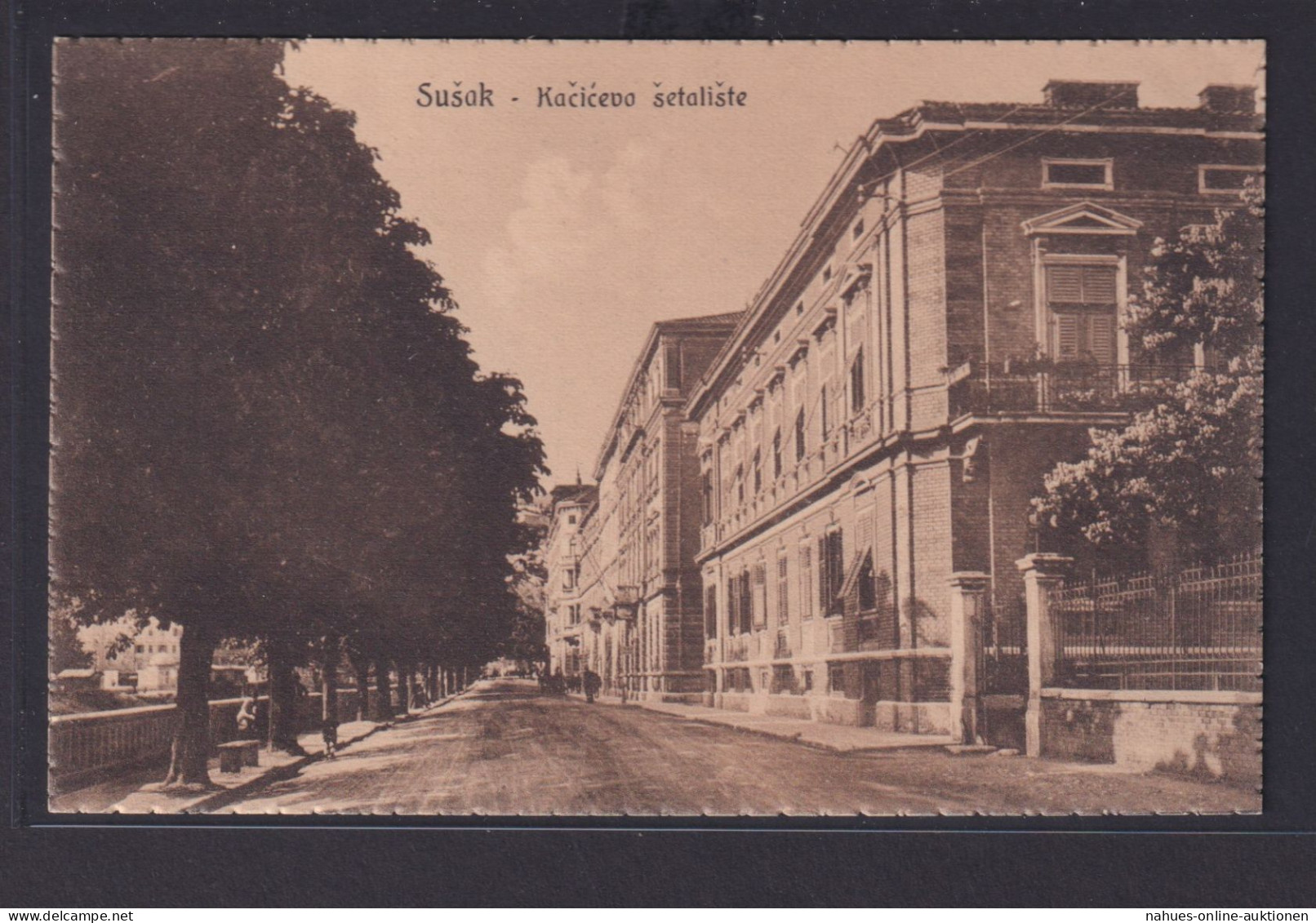 Ansichtskarte Susak Kroatien Promenade Allee Bäume Jugoslawien - Croacia