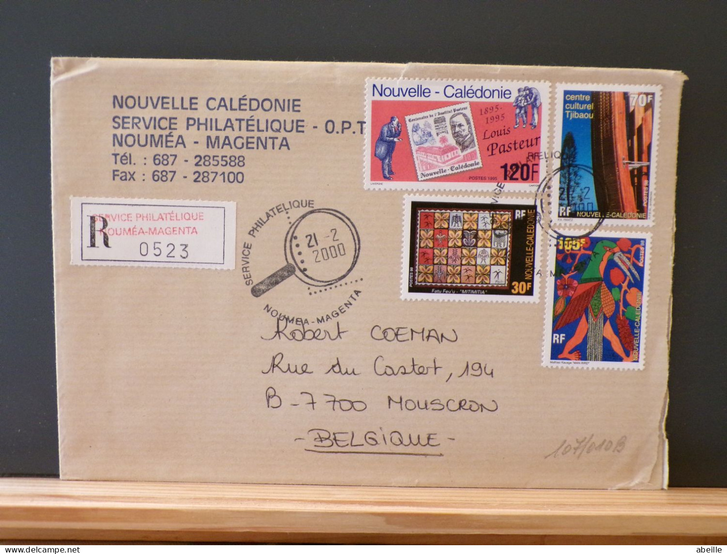 107/010B  LETTRE NOUVELLE CALEDONIE POUR LA BELG. 2000 - Cartas & Documentos