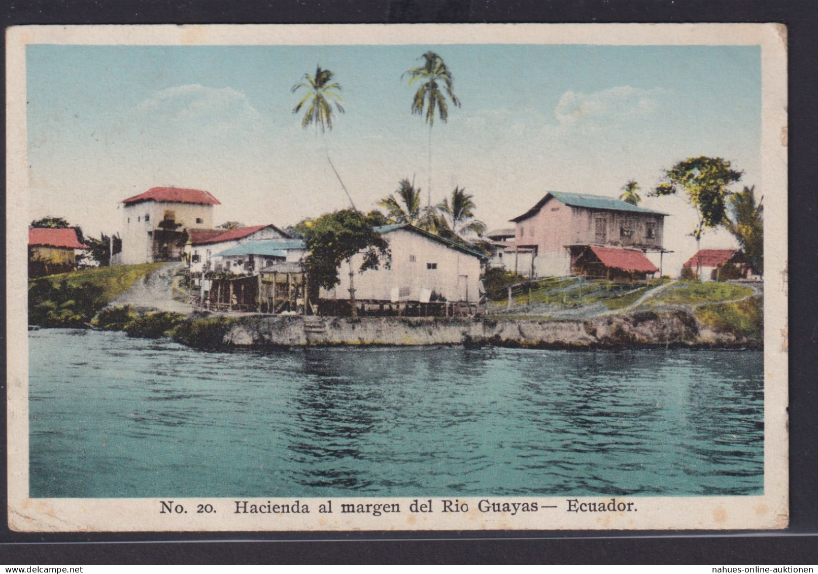 Ansichtskarte Rio Guayas Ecuador Fluss Südamerika Hütten Häuser Nach Berlin - Other & Unclassified