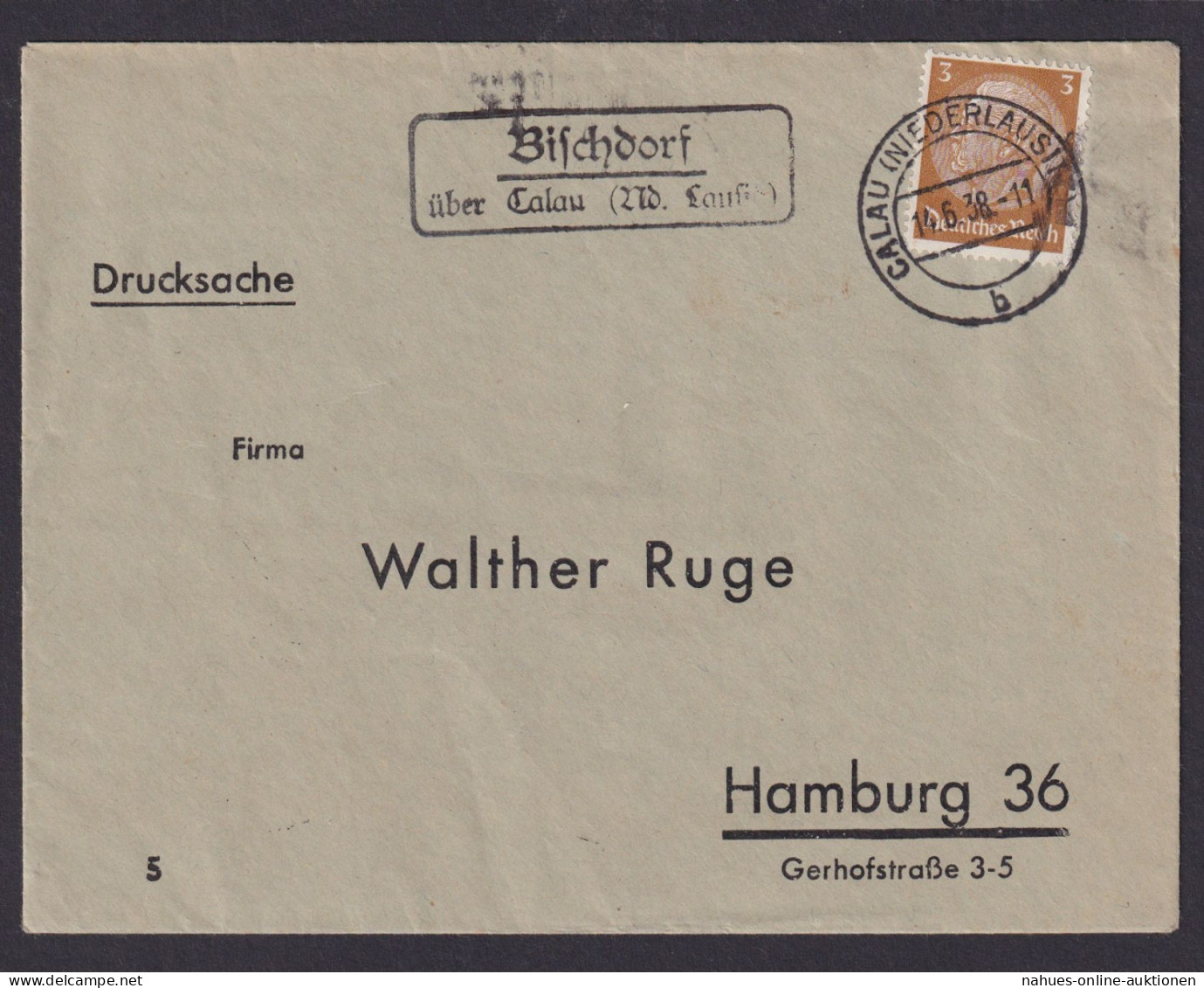 Bischdorf über Calau Nieder Lausitz Brandenburg Deutsches Reich Brief - Storia Postale