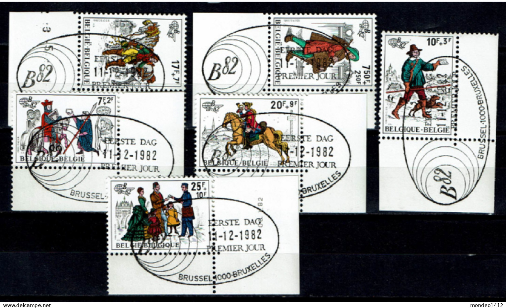 België 1982 OBP 2071/76 - Histoire Postale, Postgeschiedenis, Postal History - Bonne Valeur - Oblitérés