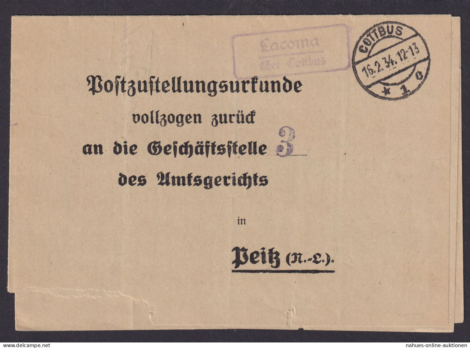 Lacoma über Cottbus Land Brandenburg Deutsches Reich Brief Landpoststempel - Lettres & Documents