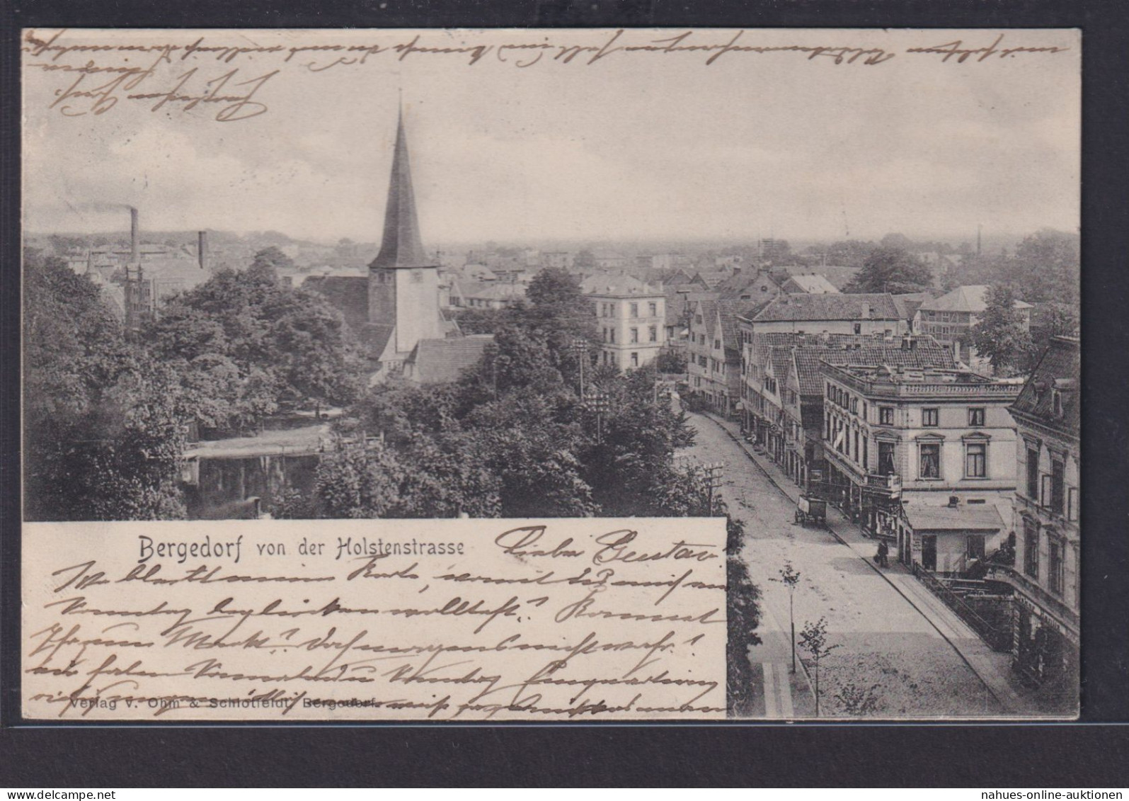 Ansichtskarte Bergedorf Holstenstrasse Kirche Hamburg Nach Altona Ottensen - Autres & Non Classés