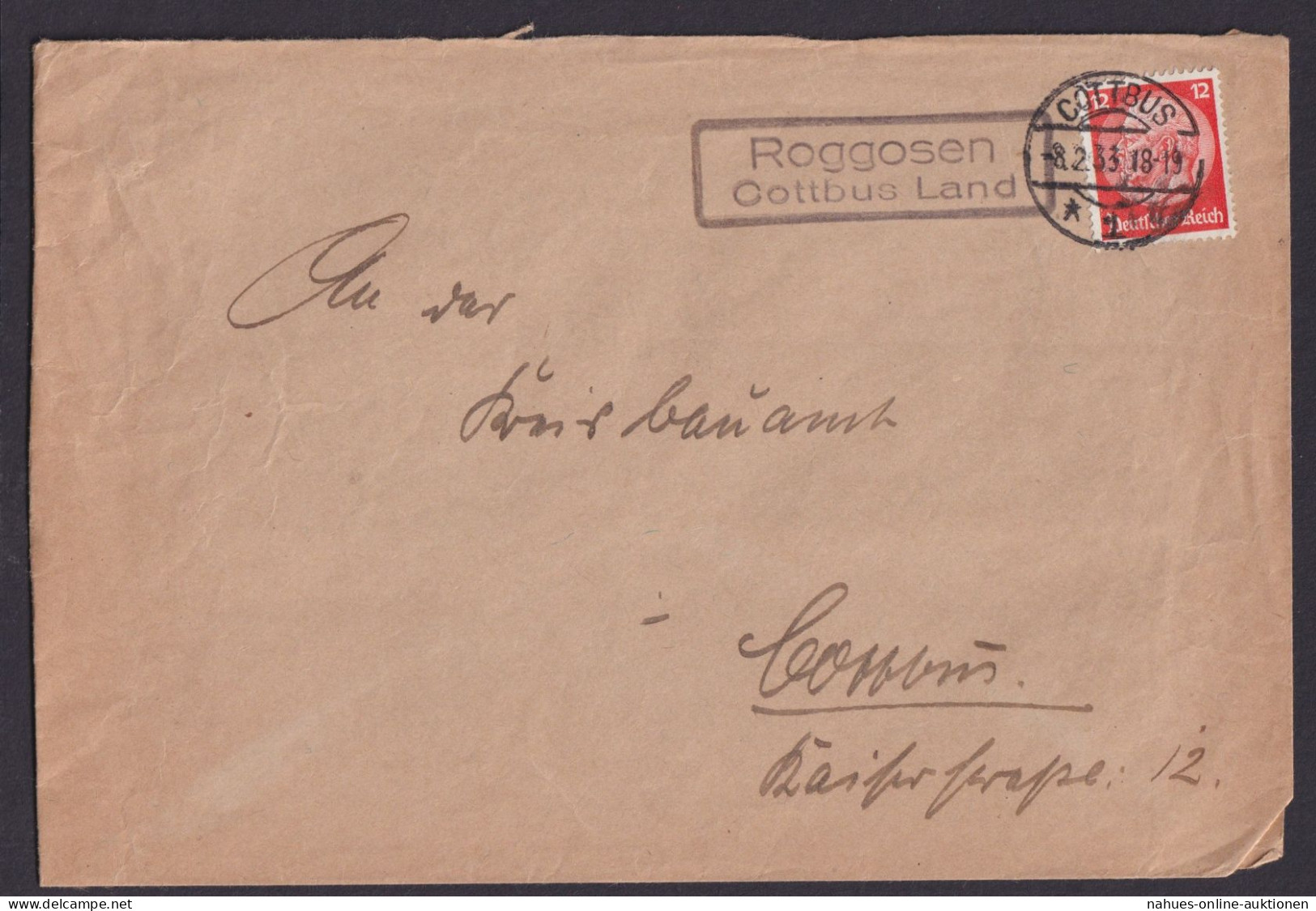 Roggosen über Cottbus Land Brandenburg Deutsches Reich Brief Landpoststempel - Storia Postale