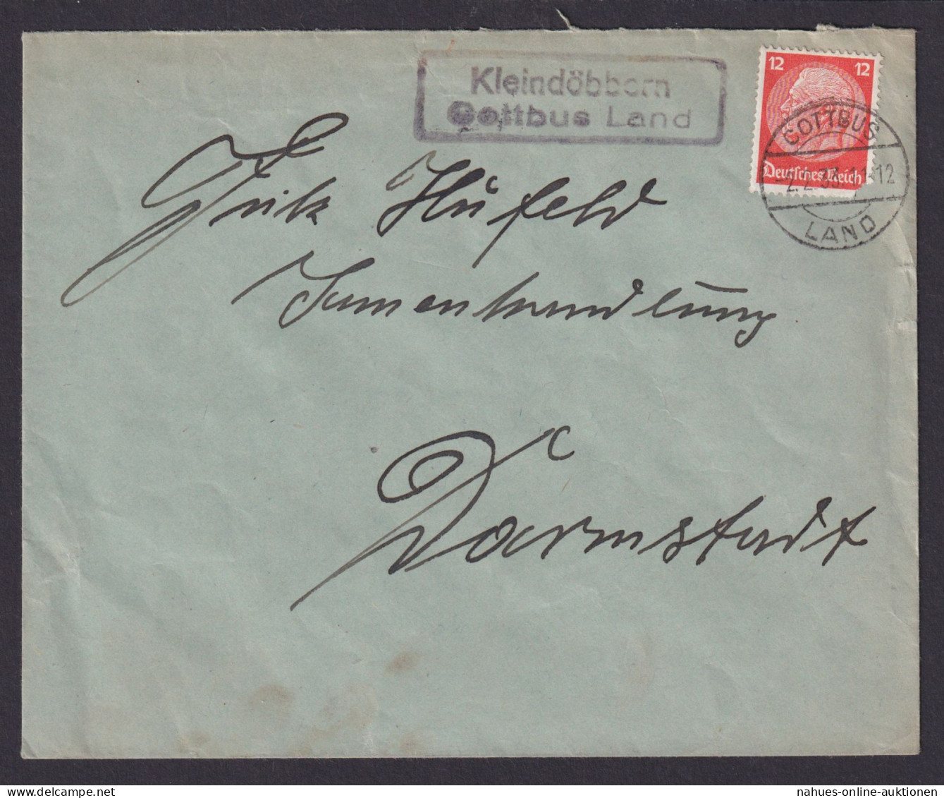 Kleindöbbern über Cottbus Land Brandenburg Deutsches Reich Brief Landpoststempel - Cartas & Documentos
