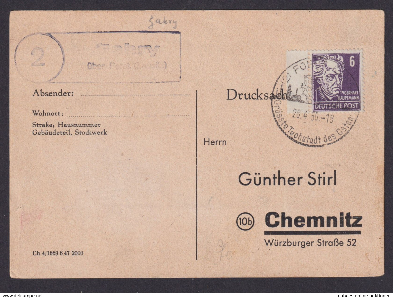 Gahry über Forst Lausitz Brandenburg DDR Postkarte Landpoststempel Bogenrand - Brieven En Documenten