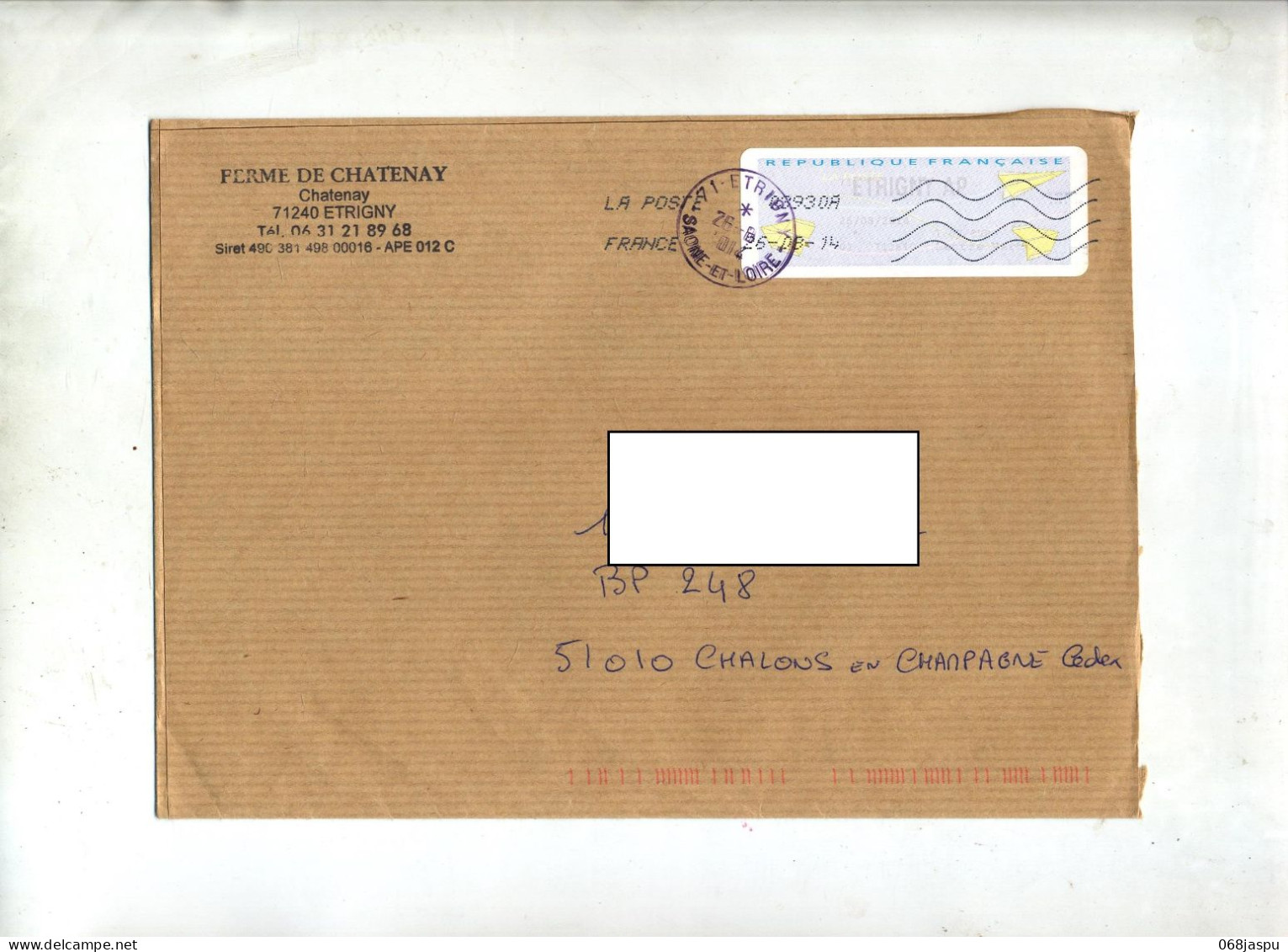 Lettre Cachet Etrigny  Flamme Chiffree Vignette Bureau - 2000 « Avions En Papier »