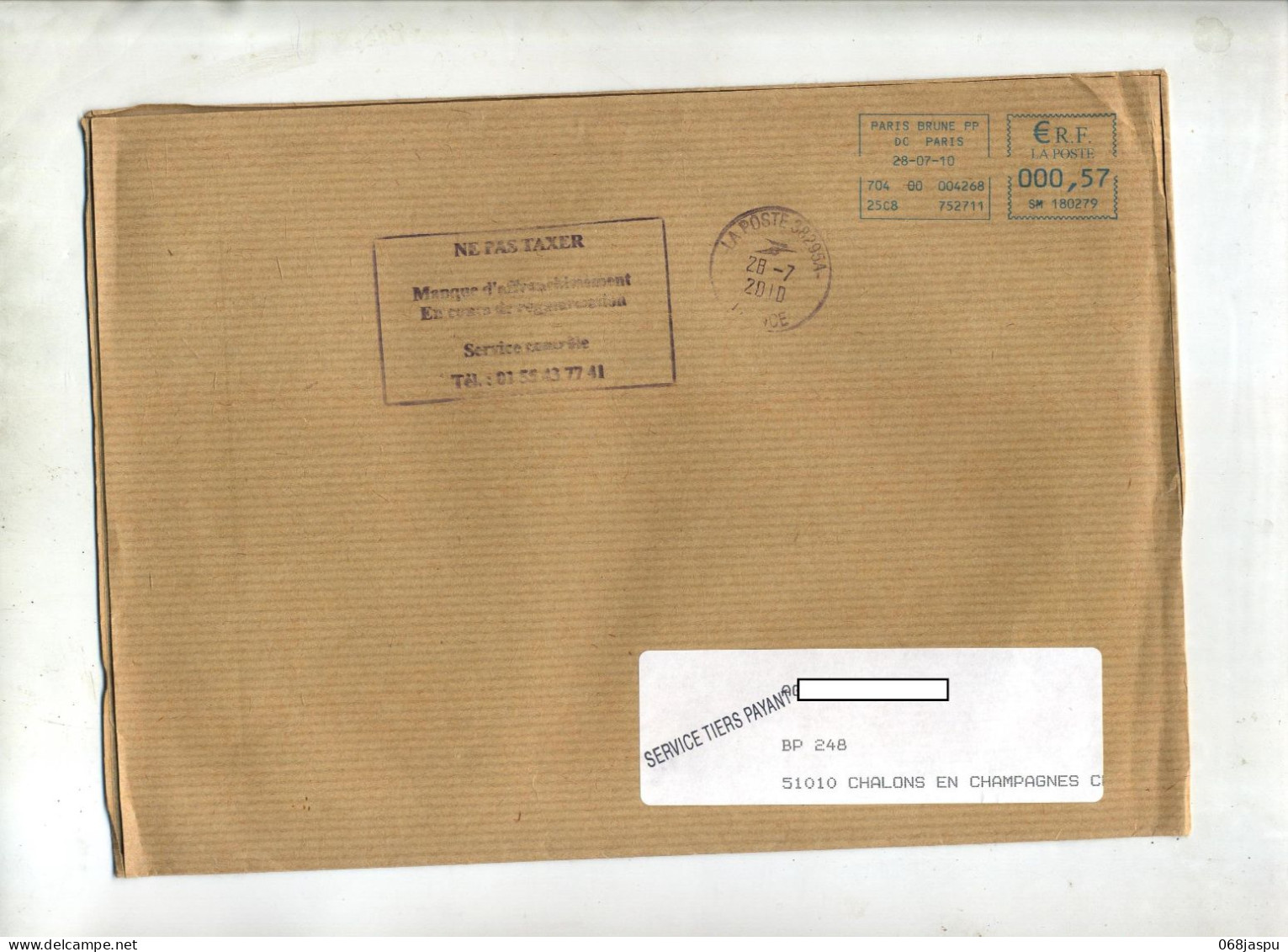 Lettre Machine Paris + Cachet Ne Pas Taxer - Maschinenstempel (Sonstige)