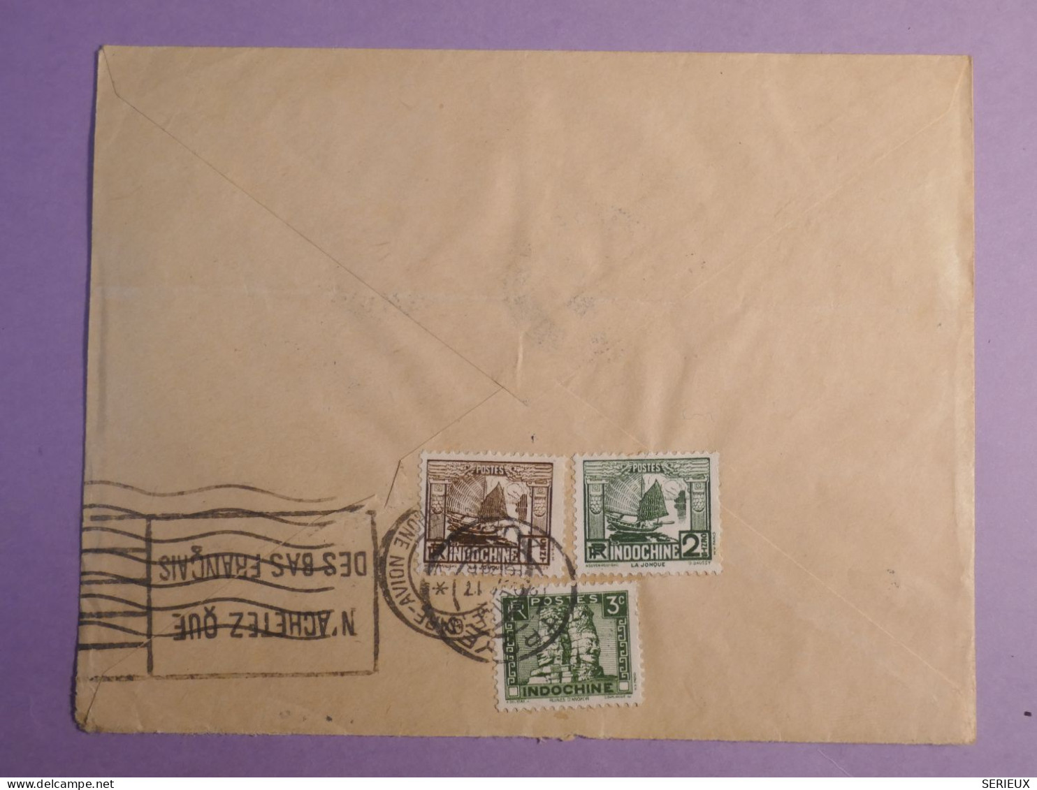 DO 9  INDOCHINE   BELLE LETTRE  PRIVEE  1938 PHNOM PENH A TROYES FRANCE  ++ AFF. INTERESSANT++ - Cartas & Documentos