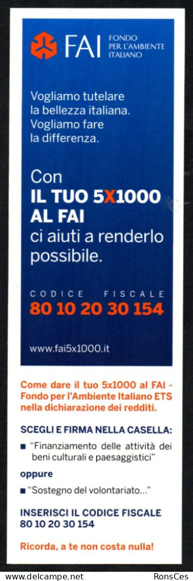 ITALIA - SEGNALIBRO / BOOKMARK FAI FONDO PER L'AMBIENTE ITALIANO - TUTELA DELLA BELLEZZA ITALIANA - I - Bookmarks