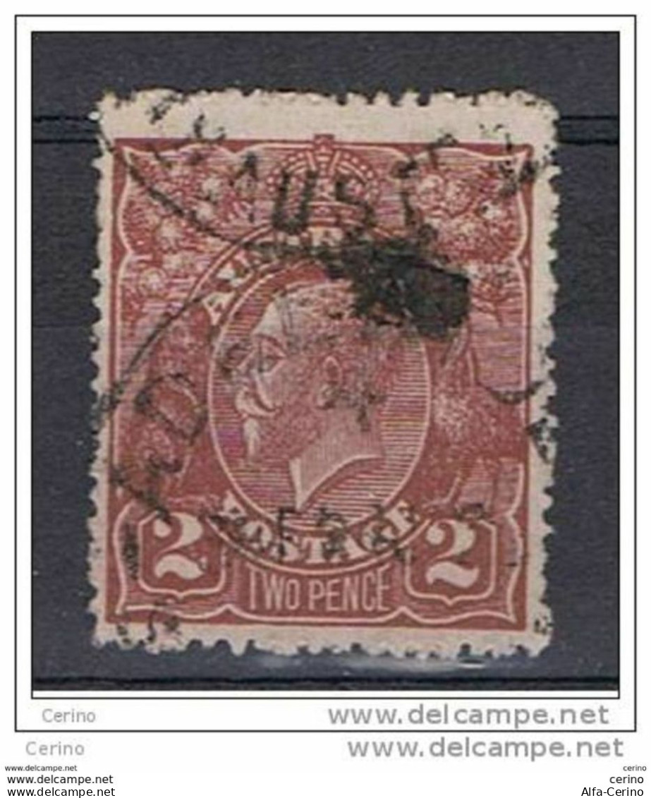 AUSTRALIA:  1923/24  GEORGE  V° -  2 P. USED  STAMP  -  WATERMARK  A  III° TYPE  -  YV/TELL. 38 - Gebraucht