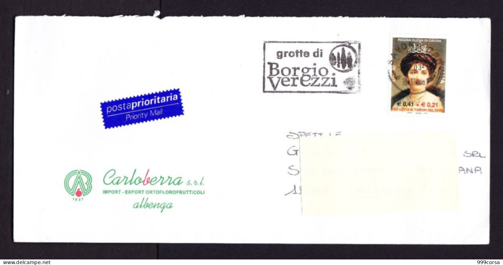 St. Post. 2003, Targhetta "Grotte Di Borgio Verezzi, Savona" Su Franc. Con Sovrapprezzo Pro Lotta Tumori Seno (Re) - Sonstige & Ohne Zuordnung