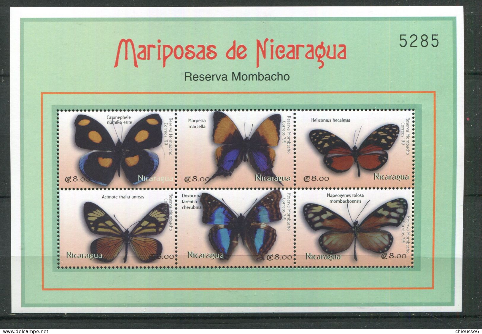 Nicaragua ** N° 2431 à 2436 En Feuillet - Papillons - Nicaragua