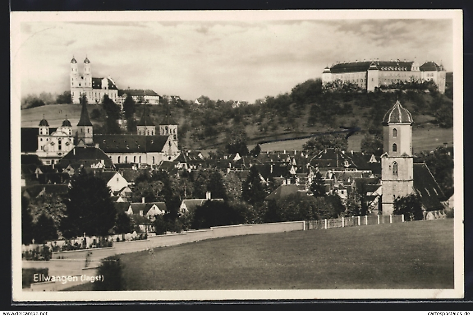 AK Ellwangen /Jagst, Ortsansicht Mit Der Schönenbergkirche  - Ellwangen