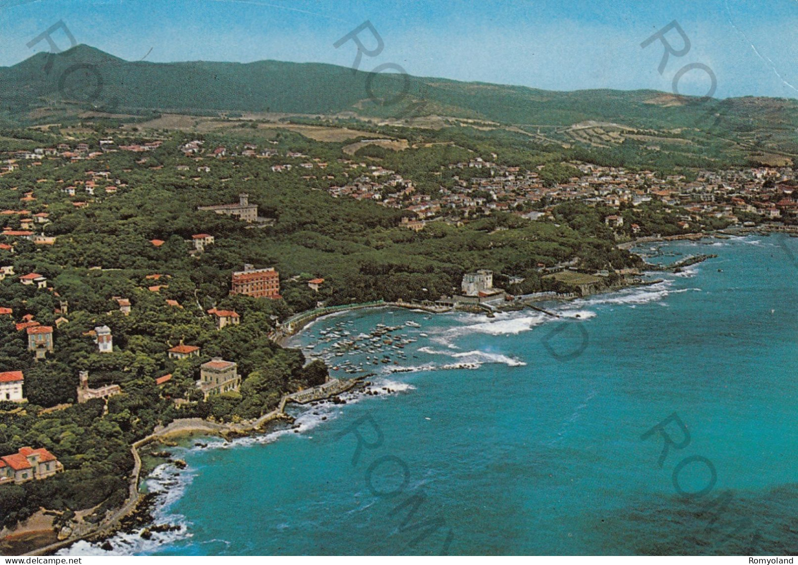 CARTOLINA  C12 CASTIGLIONCELLO,LIVORNO,TOSCANA-VEDUTA AEREA-MARE,VACANZA,SPIAGGIA,BARCHE,BELLA ITALIA,VIAGGIATA 1988 - Livorno