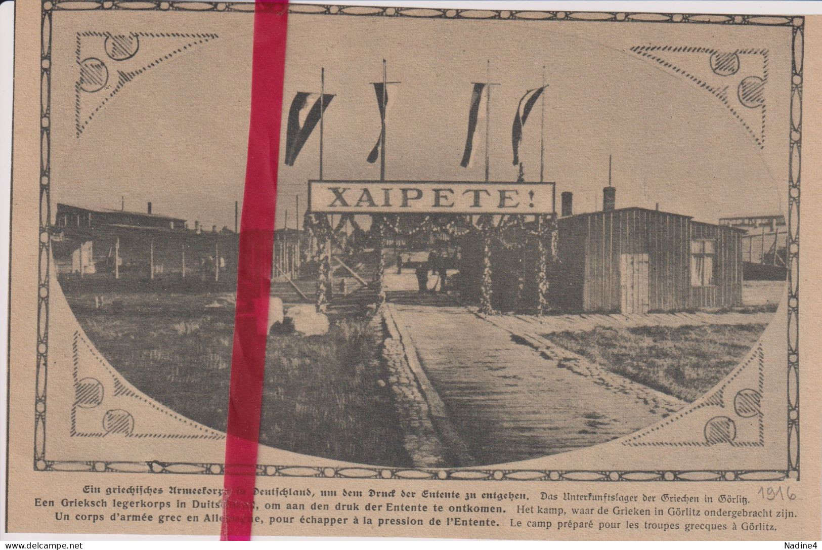 Oorlog Guerre 14/18 - Görlitz - Grieks Kamp, Troupes Grecques - Orig. Knipsel Coupure Tijdschrift Magazine - 1916 - Zonder Classificatie