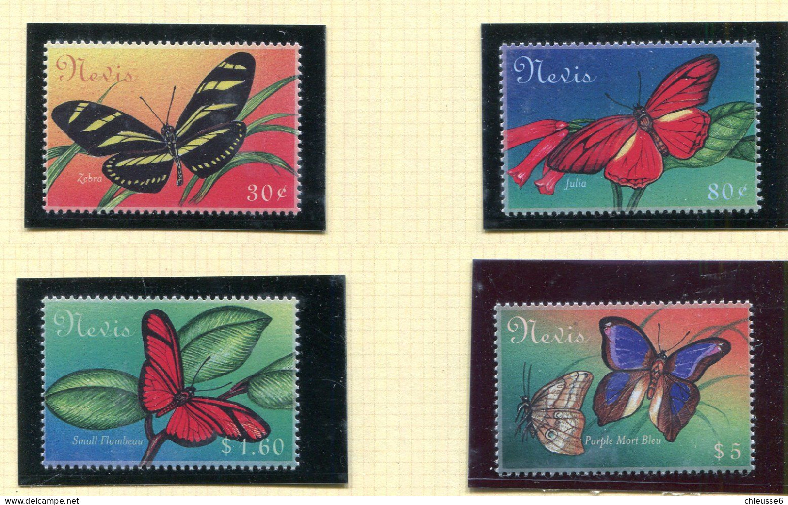 Nevis ** N° 1434 à 1437 -  Papillons - St.Kitts En Nevis ( 1983-...)