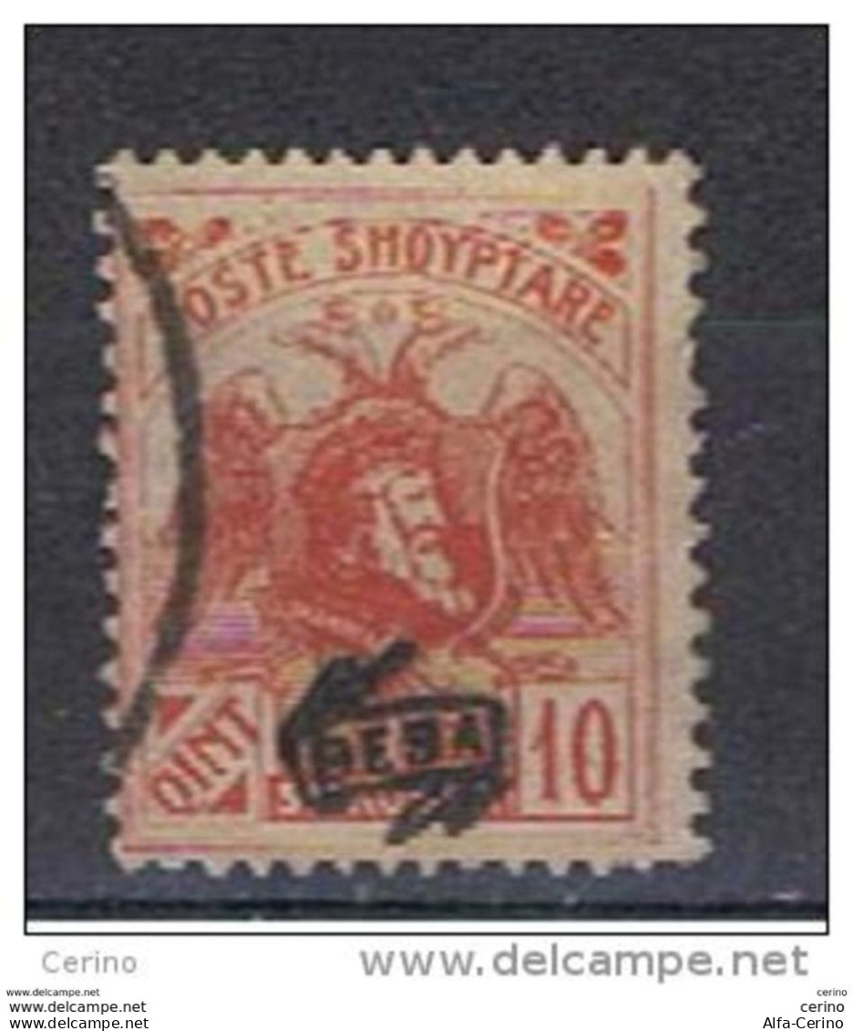 ALBANIA:  1921  SOPRASTAMPATO  -  10 Q. ROSSO  US. -  YV/TELL. 116 - Albanie