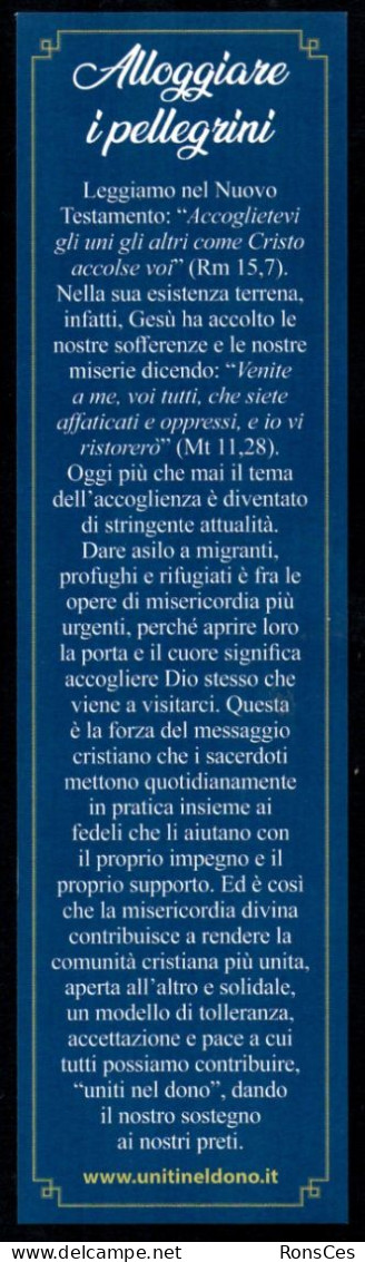 RELIGION - ITALIA - SEGNALIBRO / BOOKMARK UNITI NEL DONO - ALLOGGIARE I PELLEGRINI - QUARTA OPERA MISERICORDIA - I - Bookmarks