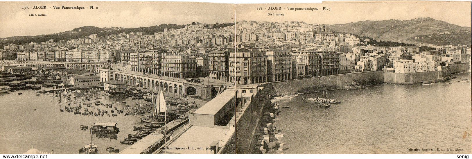 ALGERIE - ALGER - 137 138 139 - Vue Panoramique  PL2, 3 & 4 - Collect. Régence E. L. édit. (Leroux) - - Alger