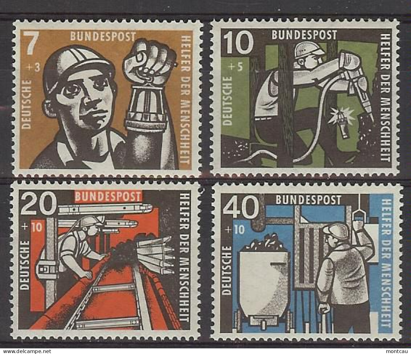 Germany 1957. Mineros Del Carbon M=270-3 Y=142-45  (**) - Unused Stamps