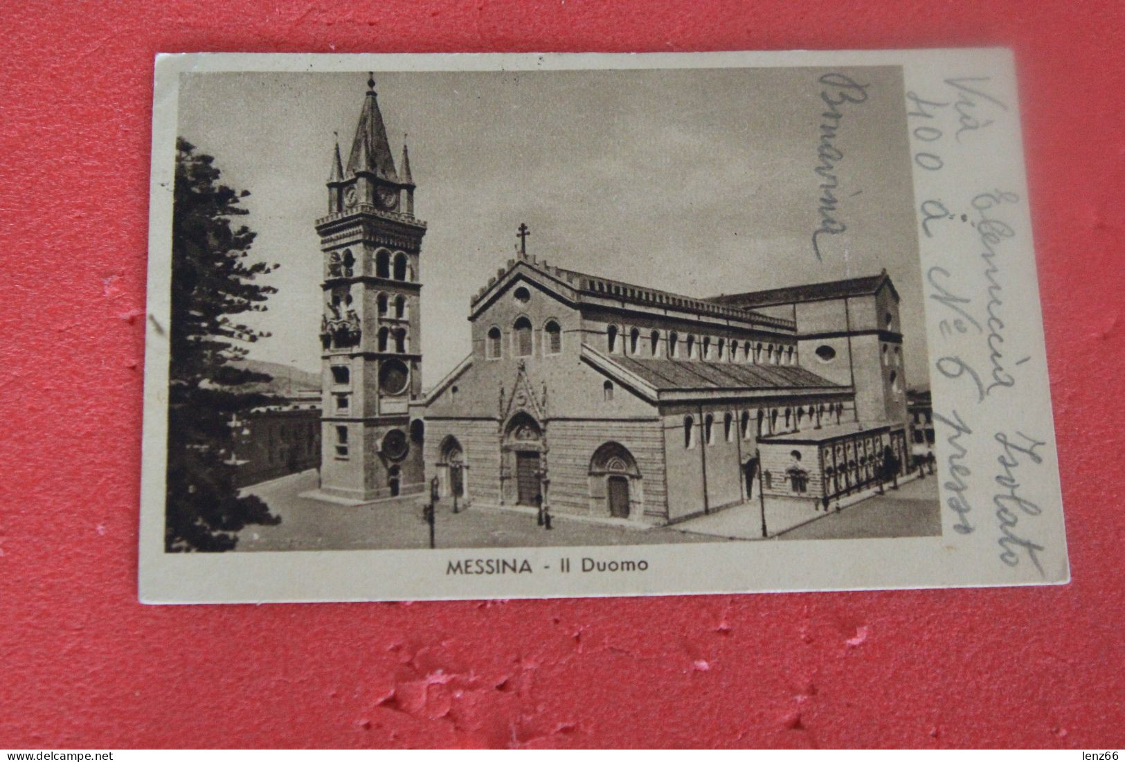 Messina Il Duomo 1945 Affrancatura Isolato Raro Con Sopra Stampa COVER Storia Postale - Messina