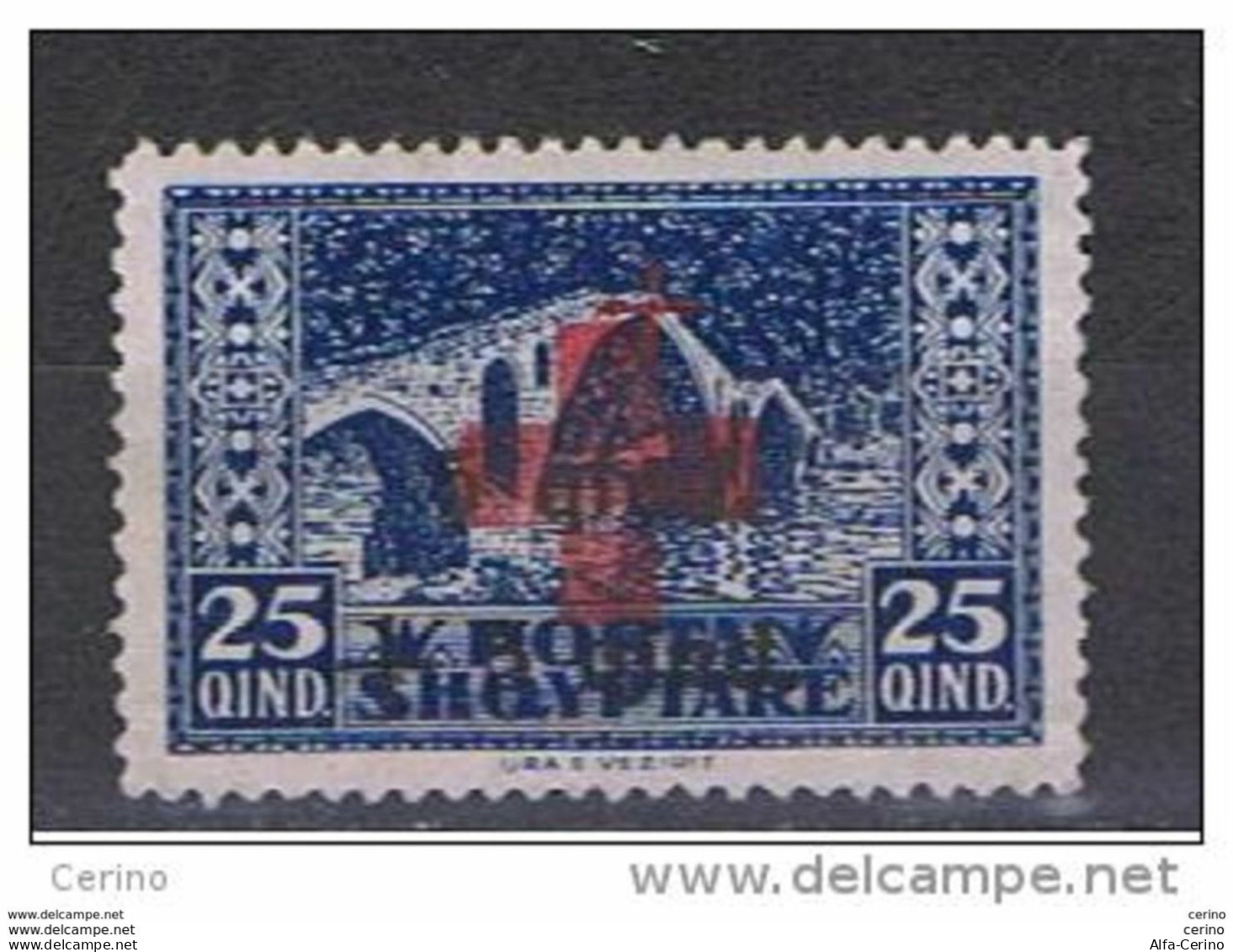 ALBANIA:  1924  SOPRASTAMPATO  -  15 Q. /5 Q. /25 Q. BLU  S.G. -  YV/TELL. 142 - Albanien