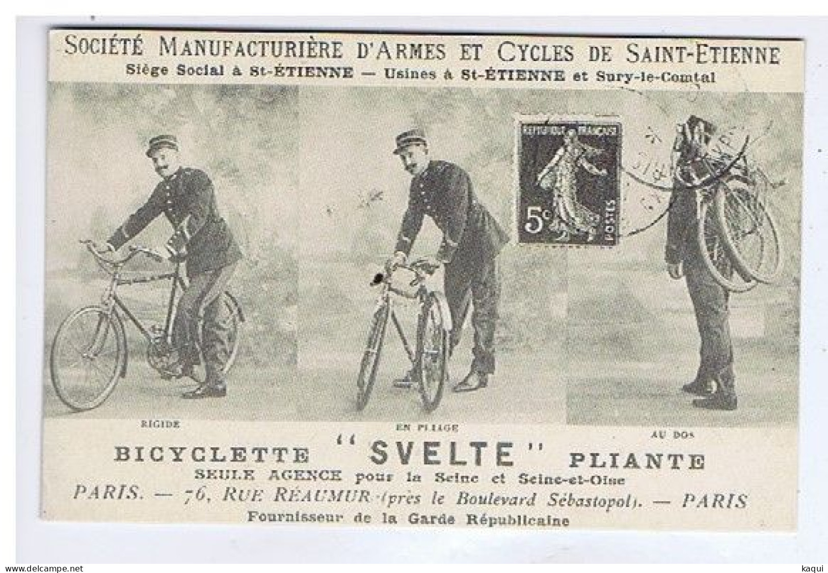 REPRODUCTION - PUBLICITE - Manufacture De SAINT-ETIENNE - Bicyclette " SVELTE " Pliante - Advertising