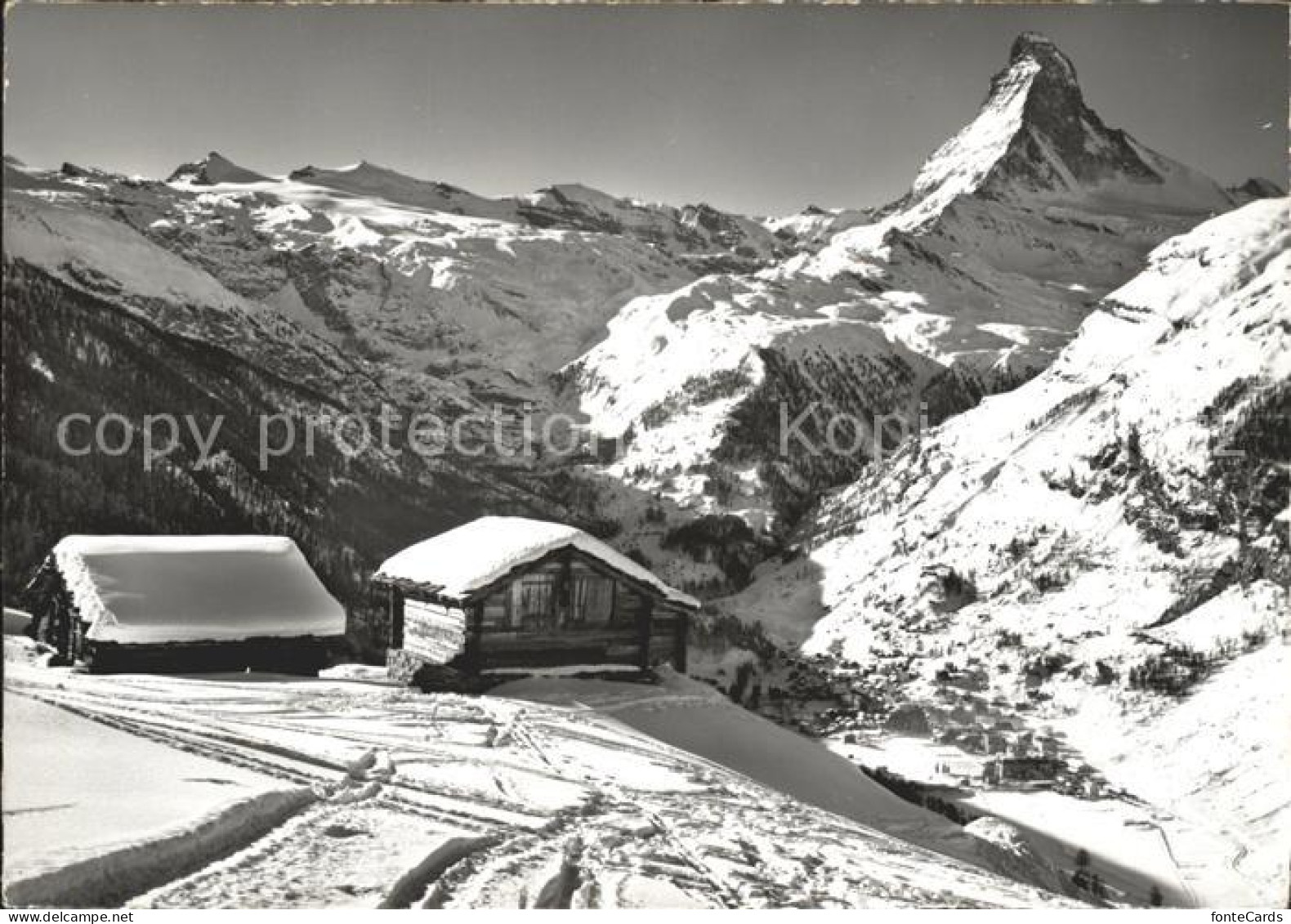 11635417 Zermatt VS Panorama Mit Matterhorn Wintersportplatz Berghuette  - Otros & Sin Clasificación