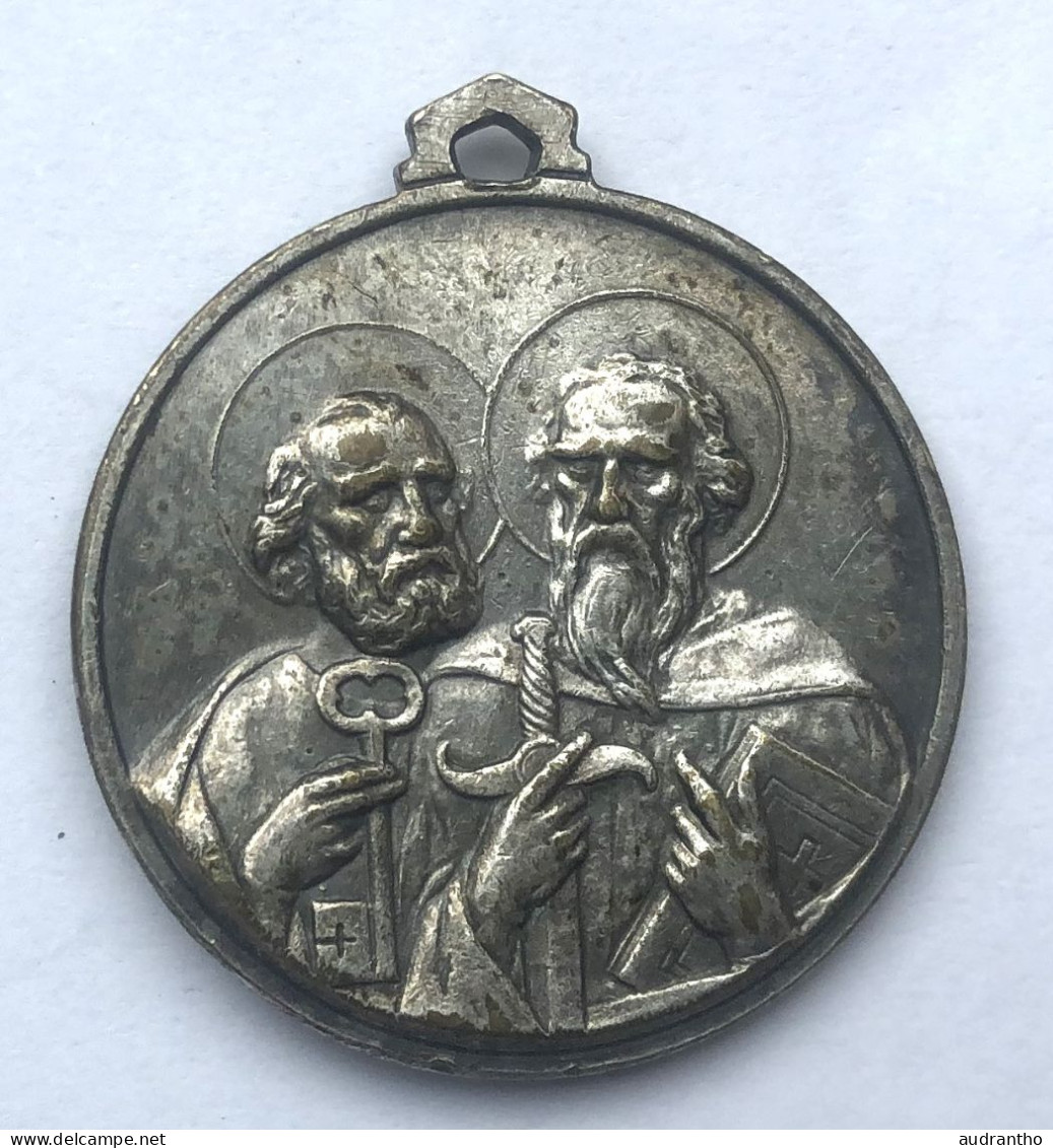 Belle Médaille Pedentif Ancien En Métal Argenté - Pape Joannes XXIII Et Saint Christophe - PONT MAX - Godsdienst & Esoterisme